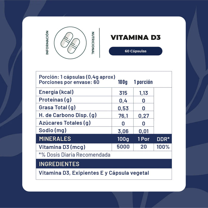 Vitamina D3 800 UI 60 Cápsulas