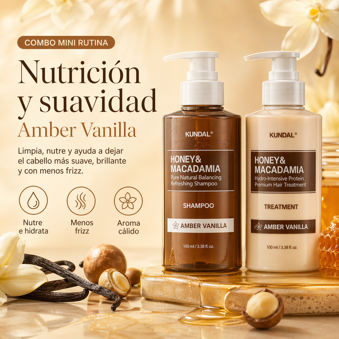 Mini Rutina Para Cabello Nutritiva Kundal Amber Vanilla