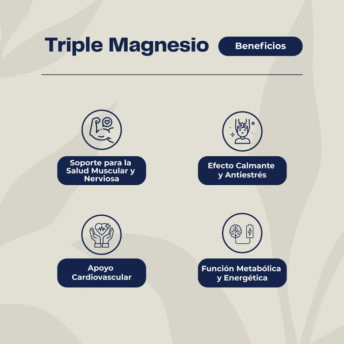 Triple Magnesio - Bisglicinato, Citrato y Taurato 400mg