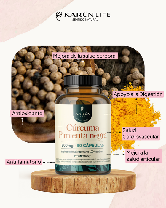 Curcuma + Pimienta Negra 500 Mg 90 Cápsulas