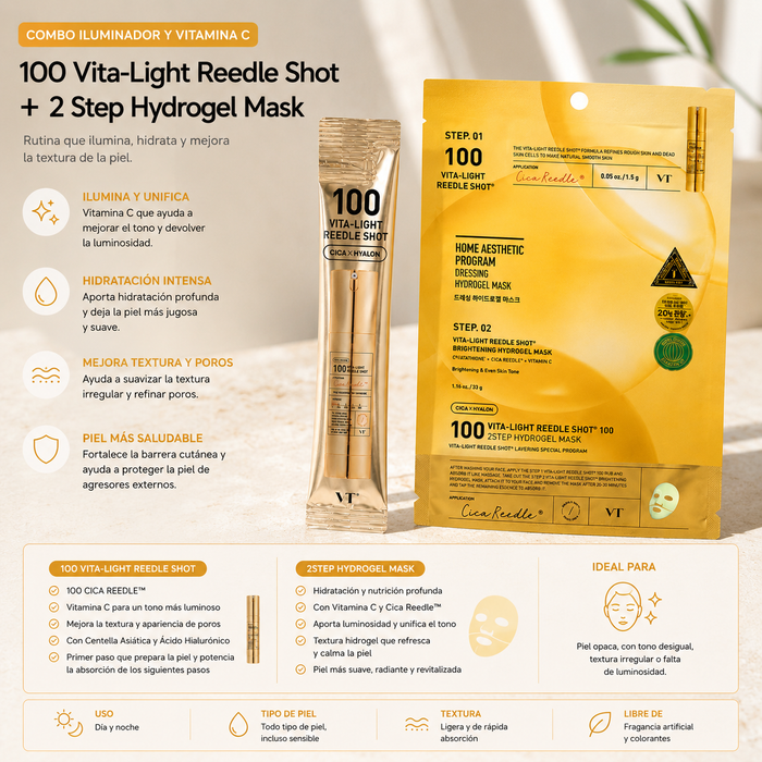 Pack Luminosidad VT Vita-Light Reedle Shot Monodosis + 2Step Mask