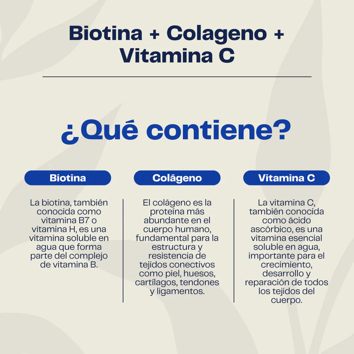 Biotina + Colágeno Hidrolizado + Vitamina C - 60 Capsulas