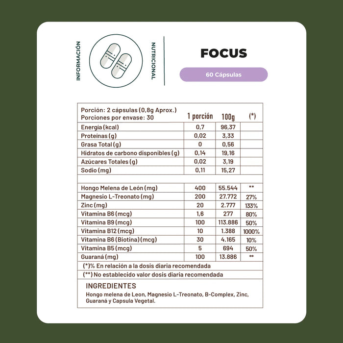 Focus Claridad Mental Y Cognitiva 60 Capsulas