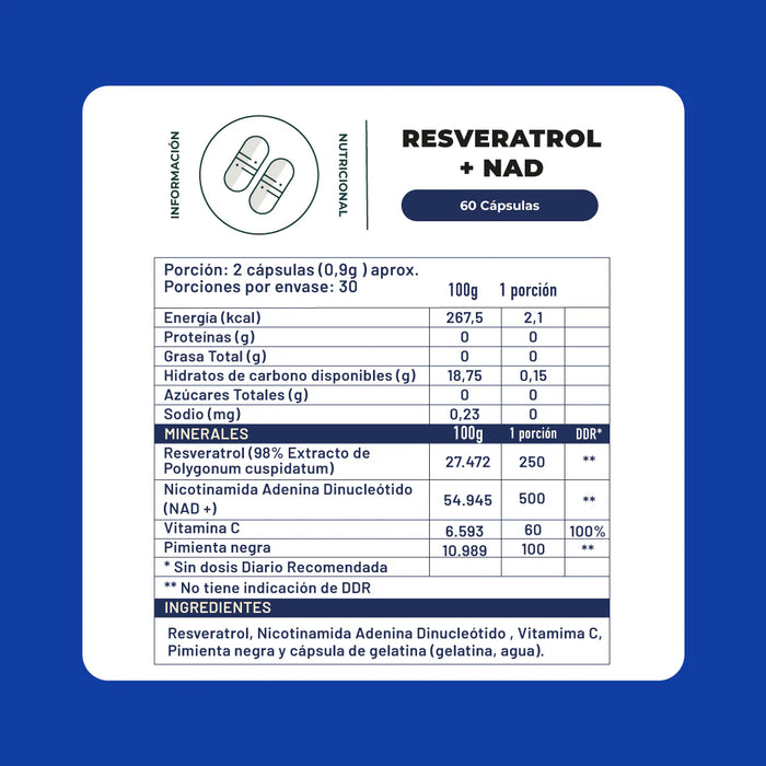 Resveratrol NAD+ 60 Cápsulas