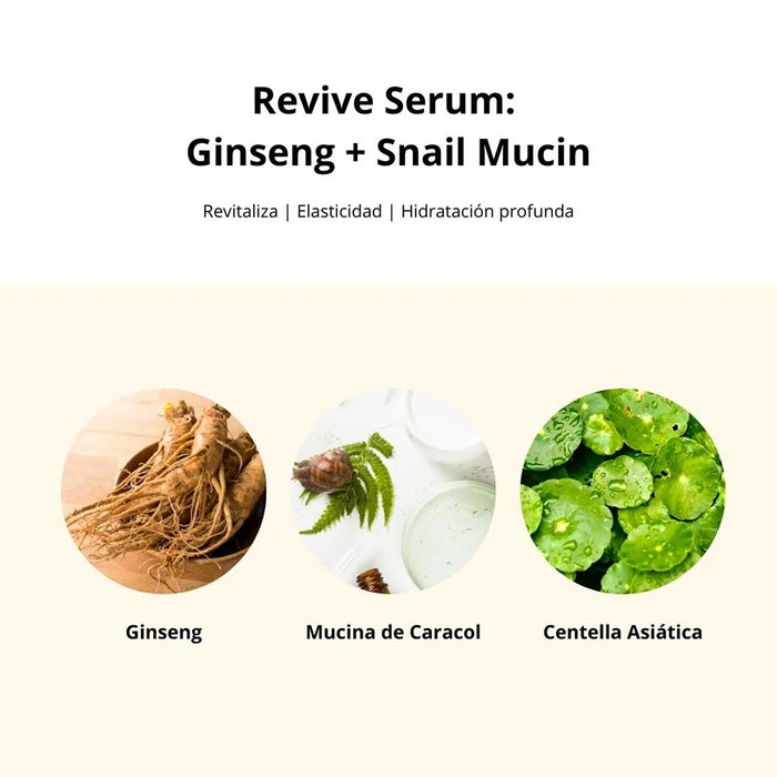 Revive Serum Ginseng + Snail Mucin (2 Tamaños)