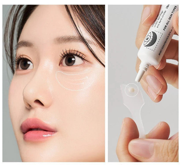 Modelo usando Dr. Melaxin Eyephalt Eyebag Cream 10ml