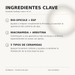 Infografía en español de ingredientes clave Dr. Melaxin Eyephalt Eyebag Cream 10ml