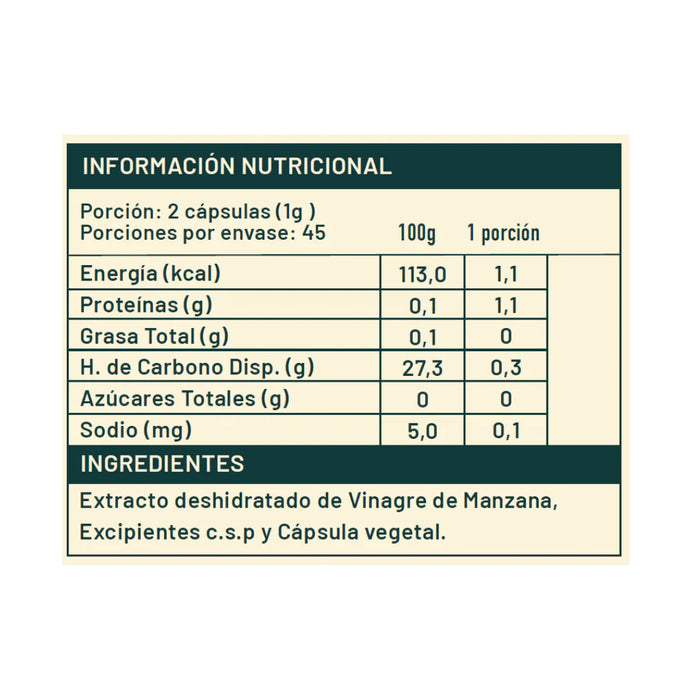 Vinagre De Manzana 400mg 90 Cápsulas