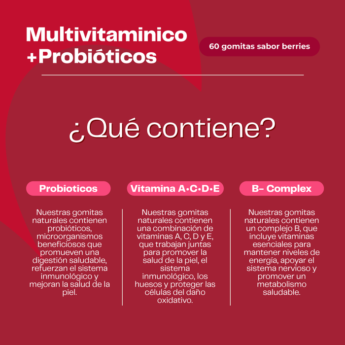 Gomitas Multivitamínico + Probióticos y Biotina 60 Unidades