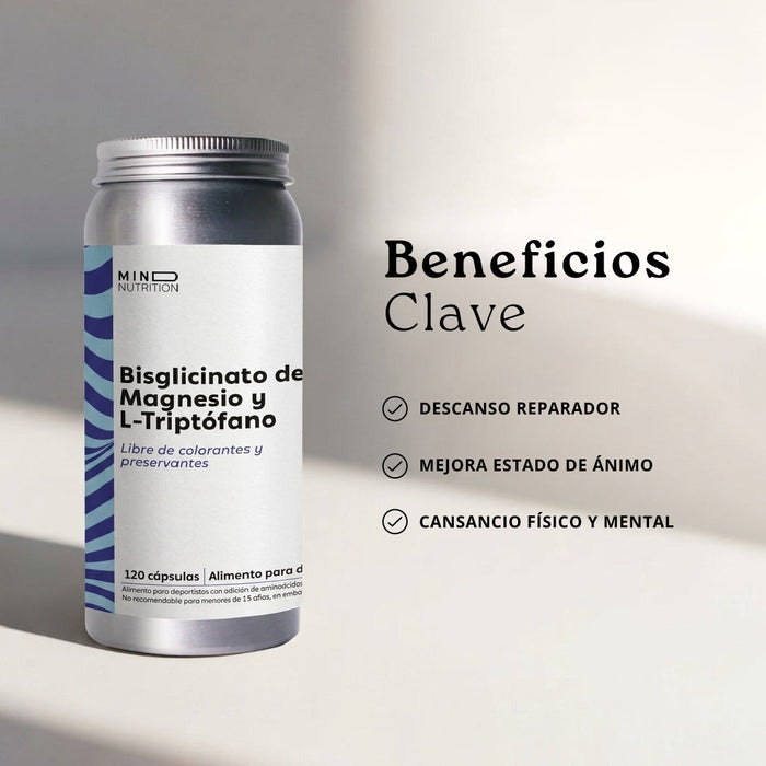 Bisglicinato de Magnesio + L-triptófano 120 cápsulas beneficios