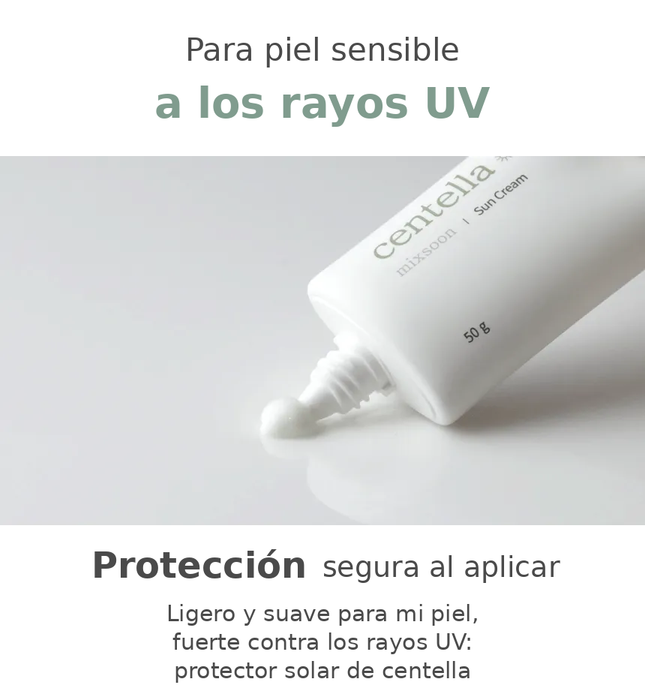 Infografía mixsoon Centella Sun Cream en español