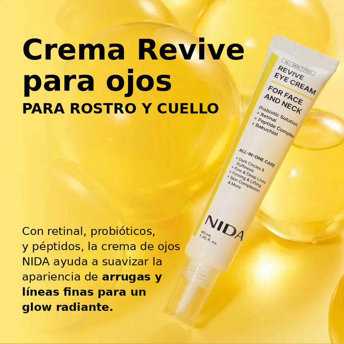 Infografía NIDA Revive Eye Cream For Face And Neck en español